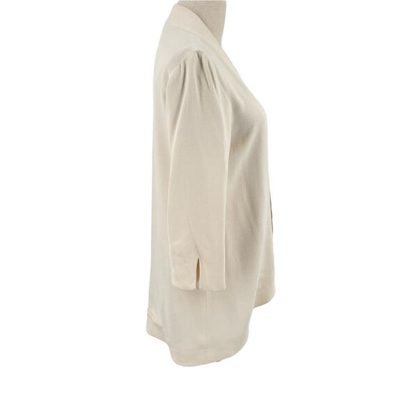 Sally Lapointe Womens Open Front Jacket Blazer 3/4 Sleeve Ivory White - Picture 5 of 9